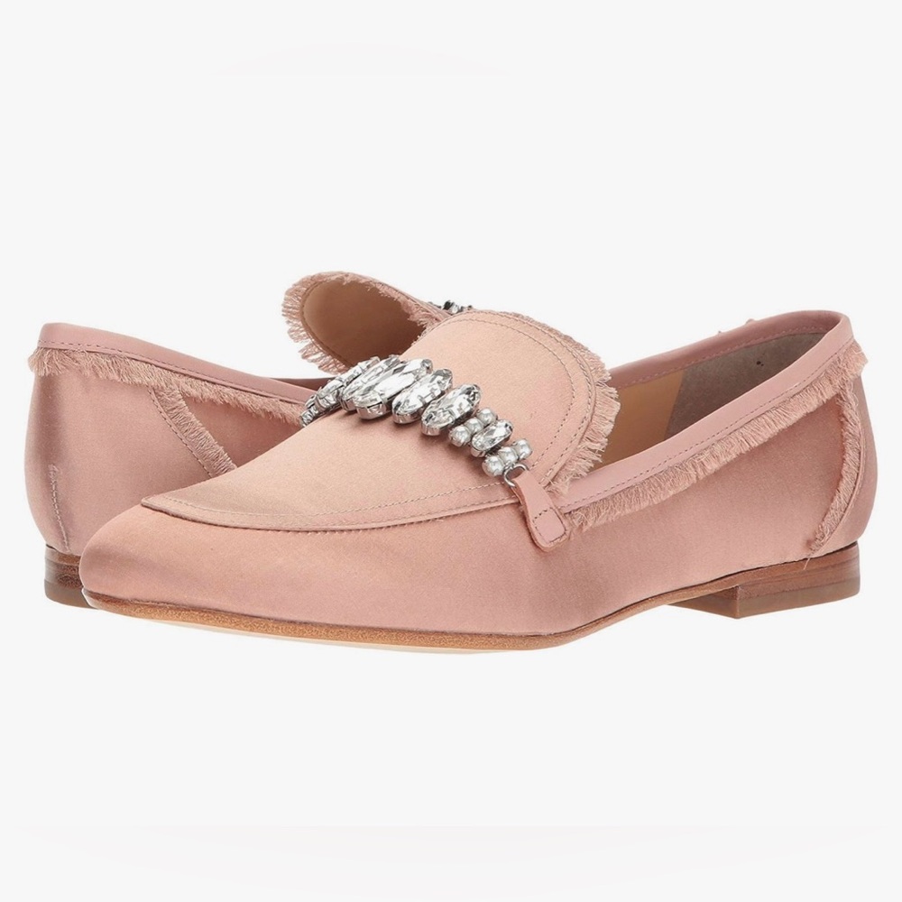 Ivanka Trump Weven 2 Embellished Jewel Satin Pink Loafers